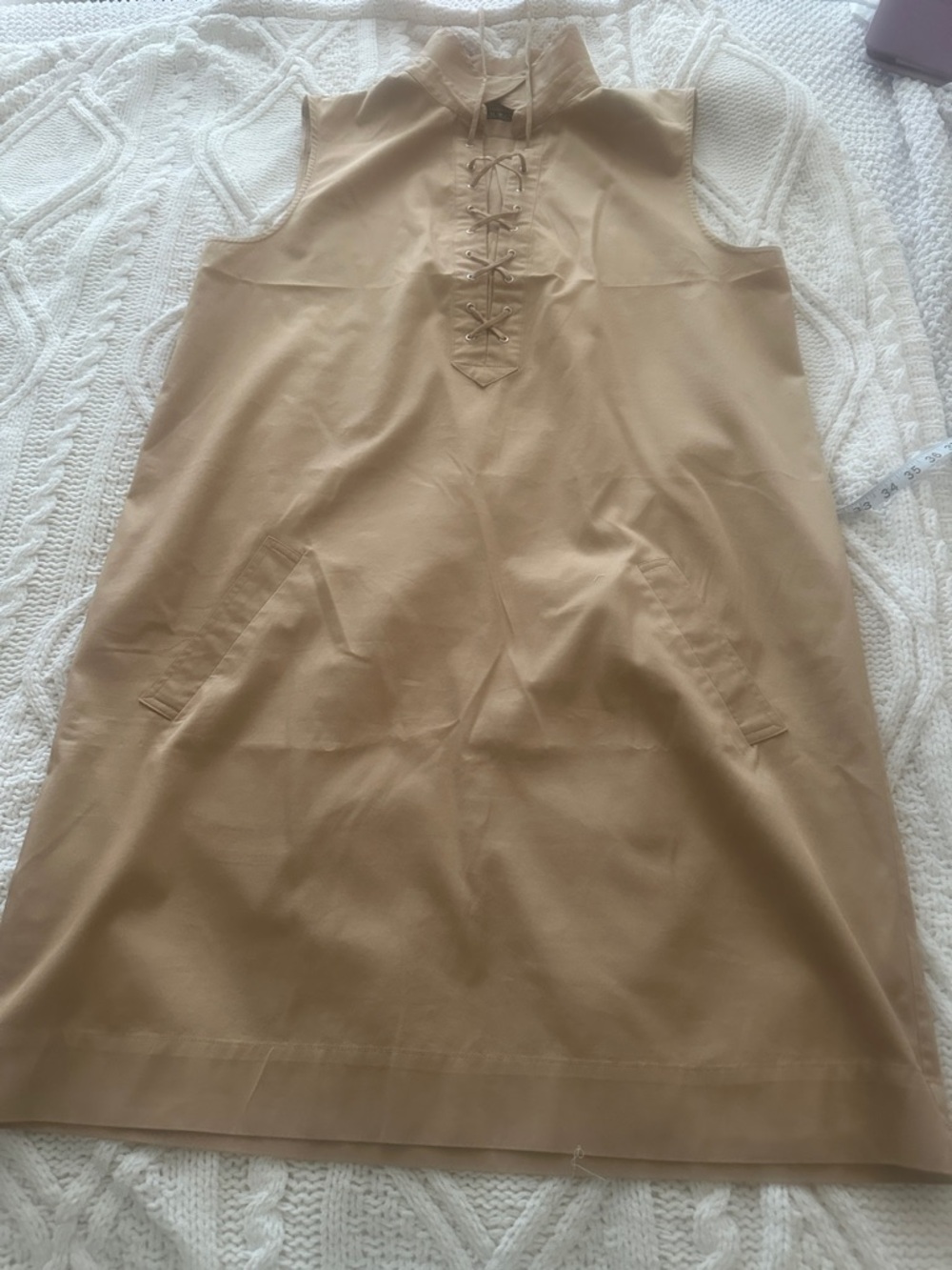 Lauren Ralph Lauren Sleeveless Lace-Up Midi Dress in Tan